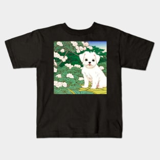 Malshi Dog in the Woods Cute Shih Tzu Maltese Kids T-Shirt